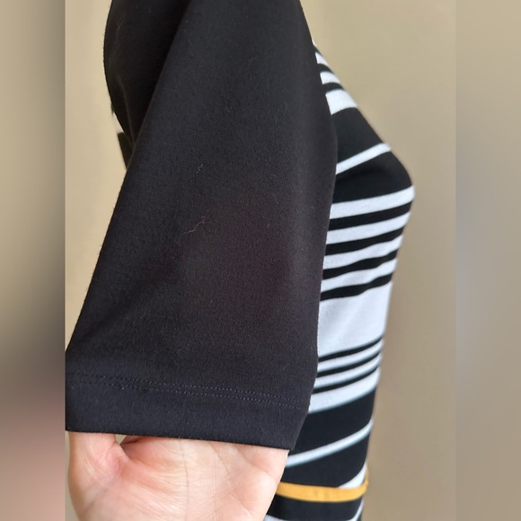 Donna Ricco Black & White Stripe Mini Dress SZ P6 Short Sleeves Zipper I… - Picture 6 of 15